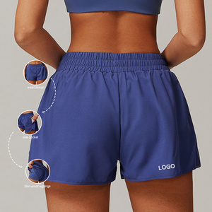 Pink <b>Elastic</b> <b>Waist</b> Sport Shorts With Logo Left Leg Regular Fit Knitted Breathable Women's Workout Shorts - Product Image 4