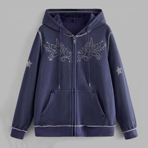 เสื้อฮู้ดดี้สไตล์ใหม่สำหรับฤดูหนาว  แบบยูนิเซ็กส์สำหรับผู้ชาย  ปักโลโก้ตามสั่ง ประดับด้วยเพชร  ผ้าฝ้ายฟลีซ 100% - Product Image 3