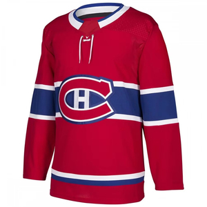 Maillot de hockey sur glace rouge des Canadiens de Montréal pour homme, col en V, manches longues, en polyester respirant avec broderie, vêtement pour adulte - Product Image 1