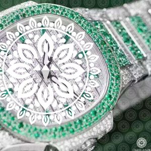 Montre de luxe Charm Jewells en acier inoxydable, cadran de 40 mm, mouvement mécanique analogique, design vert émeraude, montre de mode pour homme - Product Image 2