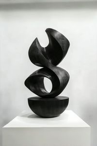 Sculpture Abstraite Contemporaine en Bois Sculptée à la Main, Figurine Artistique Creuse, Décoration de Table Fluide et Torsadée pour la Maison et le Salon - Product Image 3