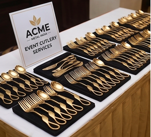 Ensemble de couverts sculpturaux en acier inoxydable doré mat à boucle torsadée, finition PVD doré mat, résistant à la rouille, pour hôtels, restaurants et cuisines - Product Image 6