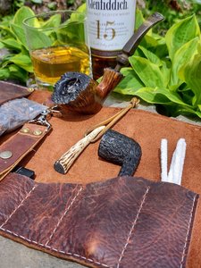 Custom Genuine <b>Leather</b> Pipe Roll Storage Bag Handcrafted <b>Tobacco</b> <b>Pouch</b> Case Vintage Travel Smoking Accessories PRB-0002 - Product Image 2