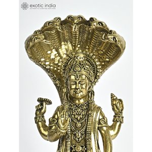 7 inch Superfine Brass bức tượng của Chúa tể <span class=keywords><strong>vishnu</strong></span> đứng dưới sheshnag điêu khắc thanh lịch cho nhà, Tặng quà và đền thờ - Product Image 2