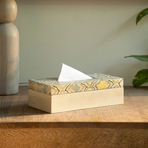 Wooden Printed Tissue And Napkin Organizer Container Box Premium Decorative <b>Storage</b> For Home Office Kitchen <b>Tabletop</b> Use - Product Image 1