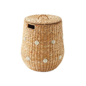 Cesto de Ropa Cuadrado Plegable de Bambú y Jacinto de Agua HNH Craft, con Tapa Bordada con Flores, Estilo Bohemio, Capacidad de 6-10L - Product Image 6