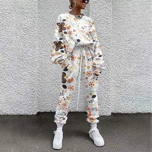 Women 2 Piece Sets <b>Pullovers</b> Clothing Long Sleeve Abstract Print Female Tops and Elastic Waist Pants Casual Streetwear Tracksuit - Product Image 6