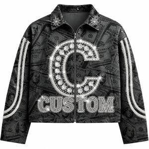 Sweat à capuche zippé surdimensionné pour femme, imprimé graphique personnalisé avec strass, style streetwear tendance, 100% qualité premium, unisexe. - Product Image 1