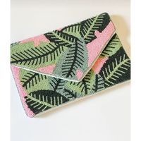 Pochette de Soirée Luxe Faite Main Perlée, Sac à Main Décontracté Tendance pour Femme, Fermeture Éclair Durable, Motif Coquillage Géométrique, Diamants et Perles Métalliques