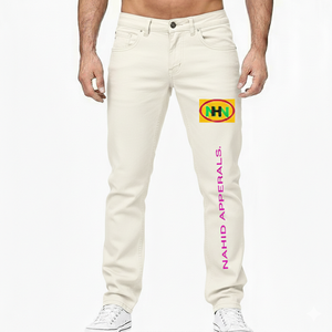 Jean décontracté pour homme coupe droite, denim élégant délavé à l'acide, coupe ajustée extensible, tissu Oxford épais personnalisé - Product Image 3