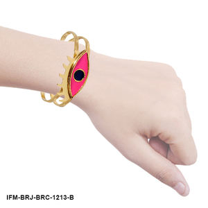 Brazalete de Latón Chapado en Oro Fucsia Hecho a Mano con Talismán de Ojo Rosa Orquídea para el Amor y el Equilibrio Espiritual, de Moda para Mujer - Product Image 6