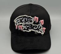 Snelle verzending Dobby Leopard Suède 5-panel op maat gemaakte geborduurde baseballpetten baardpetten gepersonaliseerde zwarte klep BAEZ pet