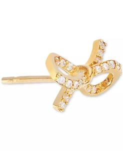 Orecchini a bottone con fiocco in zirconi cubici (3/8 ct. T. w.) in oro 14k su argento Sterling | Macacy's - Product Image 3