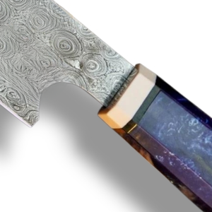 Cuchillos de Chef Profesionales con Hoja de Acero con Patrón de Damasco Afilado y Mango Decorativo de Resina de Madera para Cocina y Preparación de Alimentos - Product Image 5
