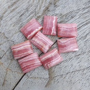 Cabochon en rhodochrosite naturelle, forme rectangulaire, dos plat, pierre précieuse calibrée - Product Image 2
