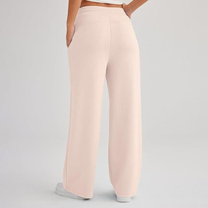 Best sale Cotton Sport Wear Yoga <b>Flare</b> Wide <b>Legging</b> Drawstring High Waist Women's Sweat Pant Joggers - Product Image 2