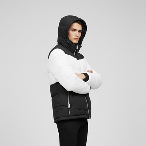 Wholesale Price High Quality Winter Wear Fluffy Cotton <b>Padded</b> Puffer Jacket Men Custom Printed Front Canvas <b>Waterproof</b> Hooded - Product Image 2