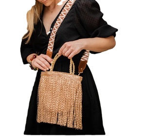 Sacs de plage tendance en paille tressée à la main, style macramé, de luxe, pour l'été, directement du fournisseur indien - Product Image 1