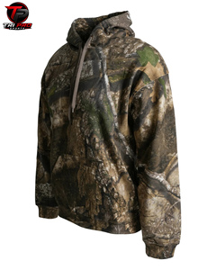 Sweat à capuche de chasse en polaire pour homme, camouflage Woodland Branch & Oak, épais, avec cordon de serrage réglable et poche kangourou avant - Product Image 2