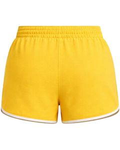 Shorts de sport jaunes pour femmes en polyester et élasthanne, respirants, avec panneaux, taille élastique et cordon de serrage, pour la gym, la course, l'entraînement et les loisirs - Product Image 6