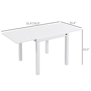 Tavolo da Patio Bianco Leggero ed Espandibile per 4-6 Persone, Moderno Tavolo da Pranzo per Esterni su Giardino, Prato, Balcone, Terrazza con Telaio in Alluminio - Product Image 3