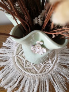 Premium Handmade Floral Macrame Table <b>Mat</b> Round Fringe Placemat for Restaurant Cafe and Dining Styling Wholesale From India - Product Image 4