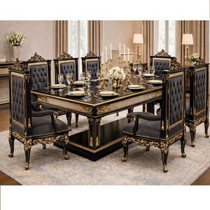 Muebles de Comedor de Madera de Estilo Europeo, Juego de Comedor de Estilo Victoriano con Acabado Dorado, Muebles de Comedor de Madera Maciza Personalizados - Product Image 1