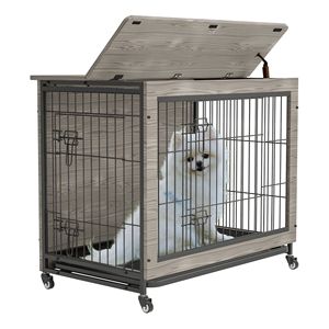 Casa para Mascotas Resistente de 23 Pulgadas, Color Gris, Material de PVC y MDF, para Perros de Raza Pequeña y Mediana, Mueble Duradero para Sala de Estar o Dormitorio - Product Image 1