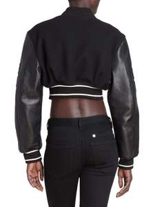Customized OEM <b>Women</b> <b>Crop</b> Varsity Jacket Casual Streetwear Embroidery Bomber Jacket for Winter Season - Product Image 6