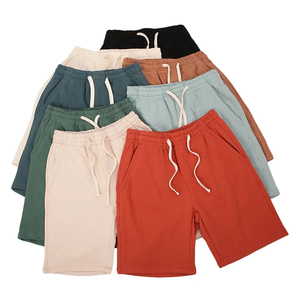 Shorts en coton bleu marine de qualité supérieure pour homme avec cordon de serrage à la taille et poches latérales, style décontracté sport, longueur courte, taille mi-haute - Product Image 3