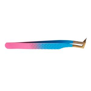 Pinzas Quirúrgicas de Precisión Morje para Pestañas, Acero Inoxidable, Punta Suave, Mango con Degradado Azul y Rosa, Modelo MS-ET-0007 - Product Image 3