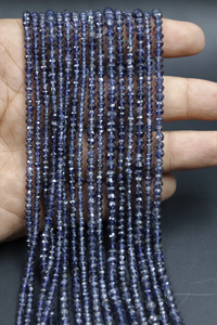 Excelente FORMA DE Rondelle facetada 4mm Iolite Beads Piedra preciosa natural para la fabricación de joyas - Product Image 5