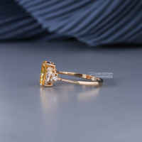 Bague en or jaune 14 carats avec moissanite taille marquise, taille radiant et taille ronde pour femme, luxe, 1,81 carat de poids total, 2,23 grammes, mariage, haute joaillerie