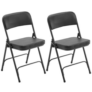Set di 2 Sedie Pieghevoli in Metallo Nero con Seduta e Schienale Imbottiti per Casa, Ufficio, Eventi Interni ed Esterni, Feste, Matrimoni, Campeggio - Product Image 1