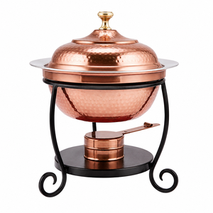 Calentador de Comida Tipo Chafing Dish de Cobre con Tapa, Interior de Acero Inoxidable Martillado, Servidor de Buffet para Catering, Hoteles y Restaurantes, OEM ODM - Product Image 1