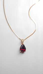 Pendentif vintage en argent 925 plaqué or rose avec grenat rouge véritable, bijou en pierre précieuse naturelle certifiée par un tiers, vente en gros pour fiançailles - Product Image 3