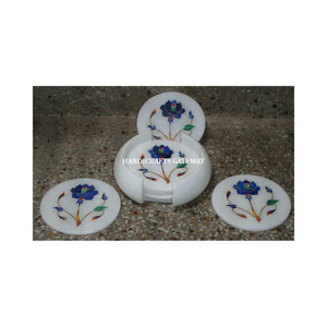 Nuevo juego de posavasos redondos pintados a mano con hermoso diseño de mármol, ideal para decoración y como regalo para el festival de Ramadán. - Product Image 2