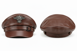 Customized Genuine Leather Style Peak Cap Adjustable Classic Visor <b>Hat</b> Comfortable Outdoor Fashion Headwear Uniform Caps - Product Image 6