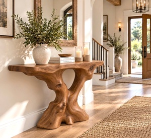 Mesa Consola Rústica con Borde Natural para Entrada, Diseño Rústico, Mesa Consola con Borde Natural Hecha a Mano, Mueble Decorativo - Product Image 4