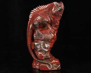 Escultura de Lagarto Tallada a Mano en Jaspe Rojo de 6.3 Pulgadas, Figura de Piedra Curativa de Cristal, Arte Feng Shui, Regalo, Decoración del Hogar - Product Image 2