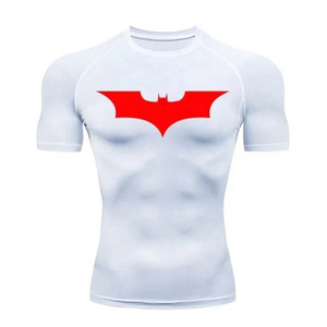 T-shirt de compression rouge à manches courtes pour homme, col rond, coupe ajustée, imprimé par sublimation, couche de base - Product Image 4