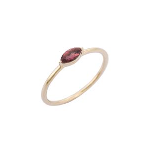 Anillo de dedo apilable de oro amarillo sólido de 14K hecho a mano, joyería de marquesa de turmalina Natural minimalista para mujeres y niñas para bodas - Product Image 1