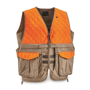 Chaleco de Caza de Alta Visibilidad Unisex, Poliéster Naranja Marrón, Acolchado en la Parte Delantera, Múltiples Bolsillos, Ropa de Trabajo, Equipo de Seguridad - Product Image 1
