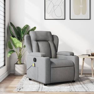 Fauteuil inclinable gris clair 100% polyester avec fonction massage en contreplaqué métallique - Product Image 1