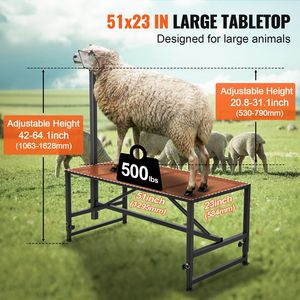 Cavalletto per ovini di capra 51x23 pollici in metallo per la mungitura del bestiame da 21 \ "33 \" attrezzatura per la zootecnia regolabile in altezza - Product Image 4