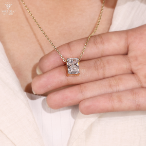 Radiant Cut Diamond <b>Pendant</b> 5.00 Carat Lab Grown Diamonds IGI Certified Trendy Wedding & Party Wear 14K <b>Solid</b> Yellow <b>Gold</b> - Product Image 1