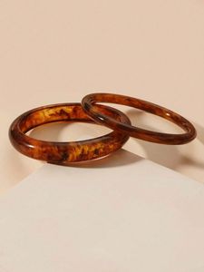 Pulseras de Resina Vintage, Brazaletes de Acrílico Lucite Unisex, Estilo Patrón Carey Marrón, Joyería - Product Image 3
