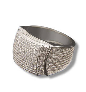 Iced Out Round Brilliant Cut Moissanite Diamond Engagement <b>Ring</b> for Men's <b>925</b> Sterling <b>Silver</b> Hip Hop Style Wedding Jewelry - Product Image 1