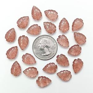 Quartz Fraise Naturel en Forme de Feuille Sculpté à la Main, Pierre Précieuse de 14 mm, Pierre de Quartz Non Montée pour la Fabrication de Bijoux, Prix de Gros en Vrac - Product Image 3
