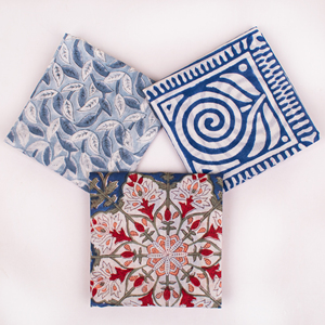 Bandana ethnique en coton naturel pour femme, motif floral imprimé au bloc, multicolore, magnifique et écologique, collection été - Product Image 3